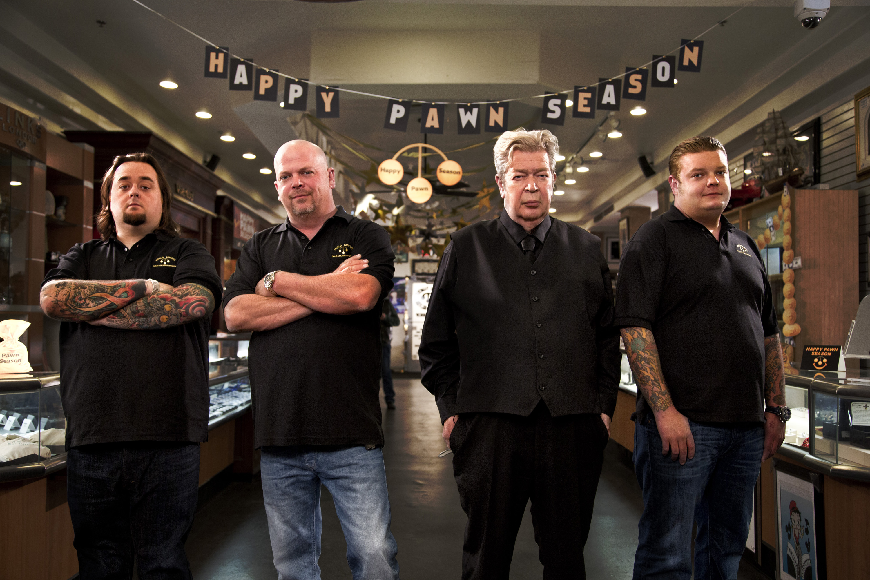 pawn stars cast, rick harrison, corey harrison, old man, chumlee russell, history