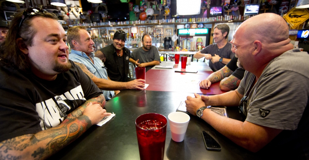 Chumlee Russell, Rick Dale, Danny Koker, Frank Fritz, Mike Wolfe, Corey Harrison and Rick Harrison