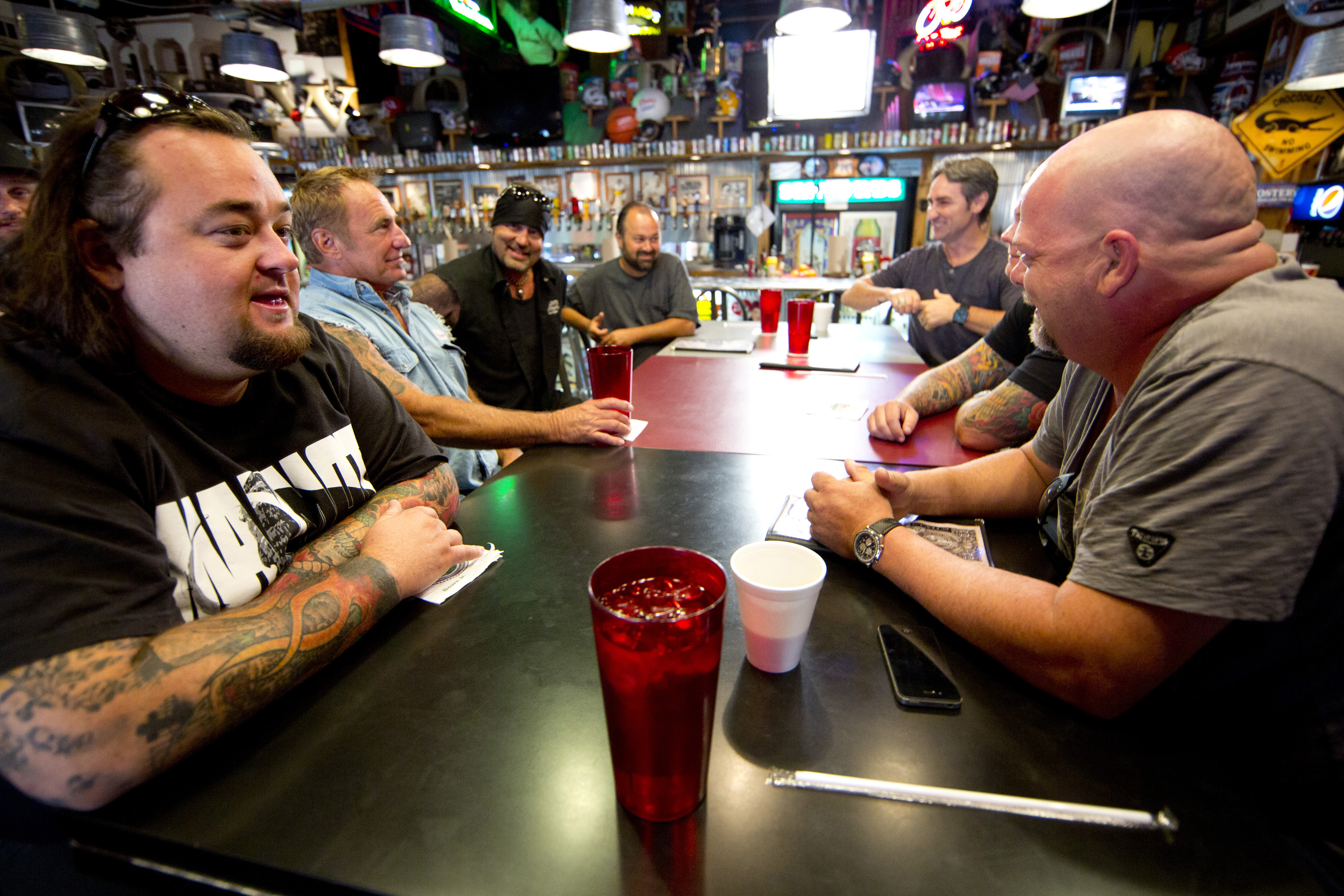 Chumlee Russell, Rick Dale, Danny Koker, Frank Fritz, Mike Wolfe, Corey Harrison and Rick Harrison