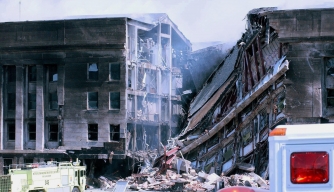 the pentagon, u.s. military headquarters, september 11, 2001, september 11th attacks, damaged pentagon