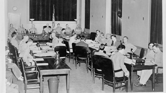 Caption The trial of the Nazi saboteurs of Operation Pastorius.