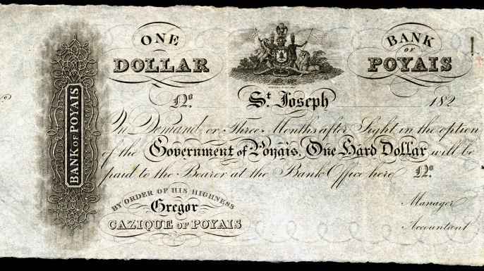 Dollar Bill from "Bank of Poyais"
