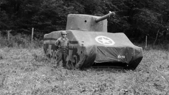 Dummy Allied tank (Credit: Barcroft Media via Getty Images)