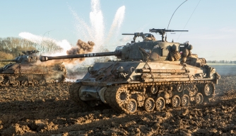 Production still from the filming of "Fury"