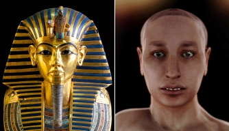 Tutankhamen's gold mask and the recently created "virtual autopsy" 