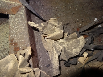 Crumpled notes found in Bletchley Park's Hut 6 (Credit: Bletchley Park Trust)