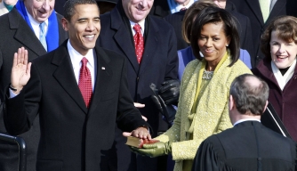 Barack Obama takes the presidential oath office, January 20, 2009