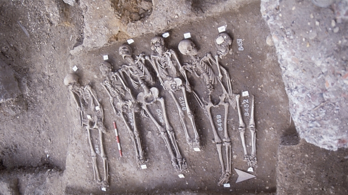 Researchers analyzed skeletal remains from London’s East Smithfield “plague pits,” a burial ground created specifically for Black Death victims in 1348 or 1349.