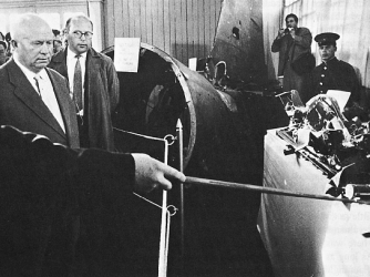 Nikita Khrushchev examining the wreckage of the U-2 plane.