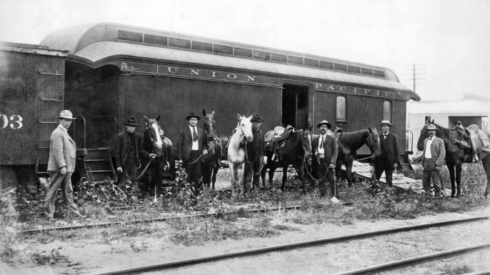 Part of the posse of mounted rangers organized to hunt down the WIld Bunch Gang, including Butch Cassidy and the Sundance Kid. (Credit: Underwood Archives/Getty Images)