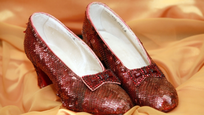 Ruby slippers worn by Judy Garland on display in 2011.