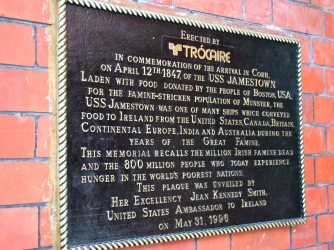 Plague commemorating the arrival of the USS Jamestown in Cobh, Ireland (Credit: Christopher Klein)
