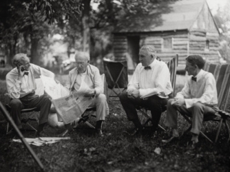 Ford, Edison, President Warren Harding and Firestone, 1921.