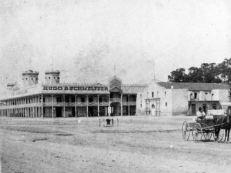 Hugo & Schmeltzer building and chapel at Alamo.
