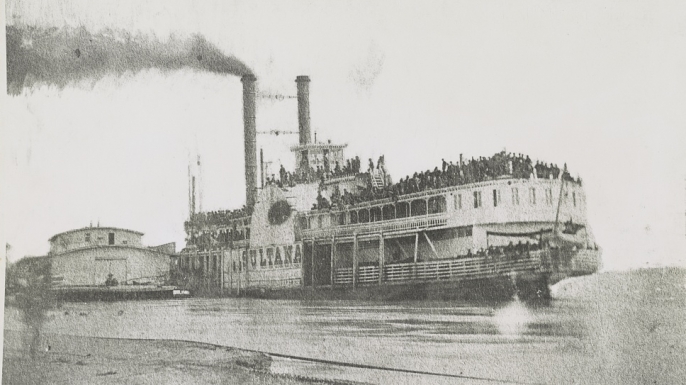 The overloaded Sultana before it sank on April 27, 1865.