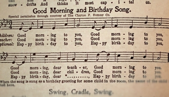 A 1927 copy of "The Everyday Song Book," featuring lyrics to "Happy Birthday."