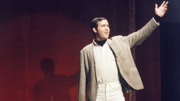 Andy Kaufman's guest performance on Saturday Night Live, October 11, 1975. (Credit: NBC/Getty Images)