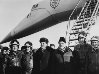 Tupolev and others after first successful test flight of Konkordski. (Credit: Keystone-France/Gamma-Keystone/Getty Images)