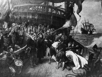 The burial of the Sir Francis Drake. (Credit: Hulton Archive/Getty Images)