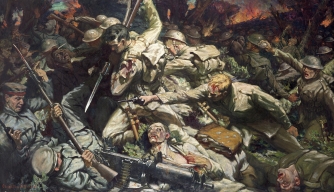 Painting depicting a Welsh unit at the Battle of the Somme.