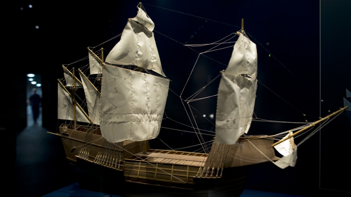 A model of Mary Rose on display at the Mary Rose Museum at Portsmouth's Historic Dockyard . (Credit: Dan Kitwood/Getty Images)