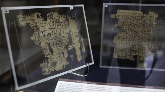 Papyri displayed in the Egyptian Museum in Cairo. (Credit: MOHAMED EL-RAAI/AFP/Getty Images)