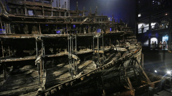 The hull of Henry VIII's warship, Mary Rose. (Credit: Olivia Harris/Getty Images)