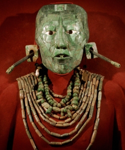 Jade mask of Mayan King Pakal, at the National Museum of Anthropology and History, in Mexico city. (Credit: Ronaldo Schemidt/AFP/Getty Images)
