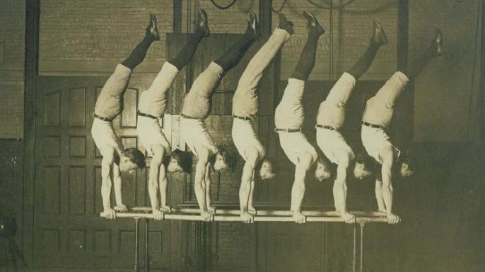 George Eyser (center) and the 1908 Concordia gymnastics team.