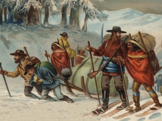 Illustration of miners en route to Klondike.