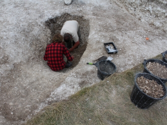The easternmost post hole. (Credit: National Trust)