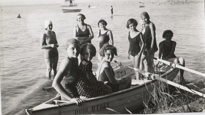 Jane Haining and her students vacationing on Lake Balaton. (