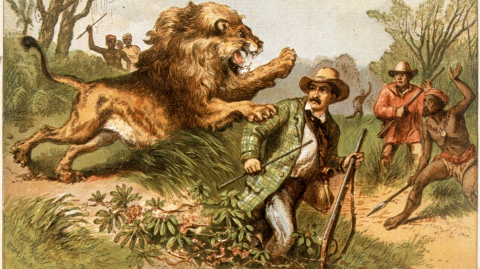 Depiction of Livingstone’s 1843 lion attack (Credit: Hulton Archive/Getty Images)
