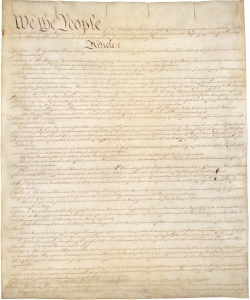 First page of U.S. Constitution. (Credit: Public Domain)