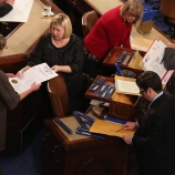 Congressional clerks help unseal and organize the Electoral College.  (Credit: Chip Somodevilla/Getty Images)
