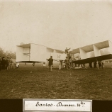 Alberto Santos-Dumont the Brazilian aeronaut aboard his record winning 14 bis tail-first biplane. (Credit: Hulton Archive/Getty Images)