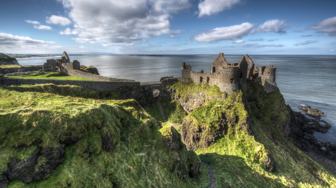 Dunluce Castle is a now-ruined medieval castle in Northern Ireland. (Credit: gareth wray)