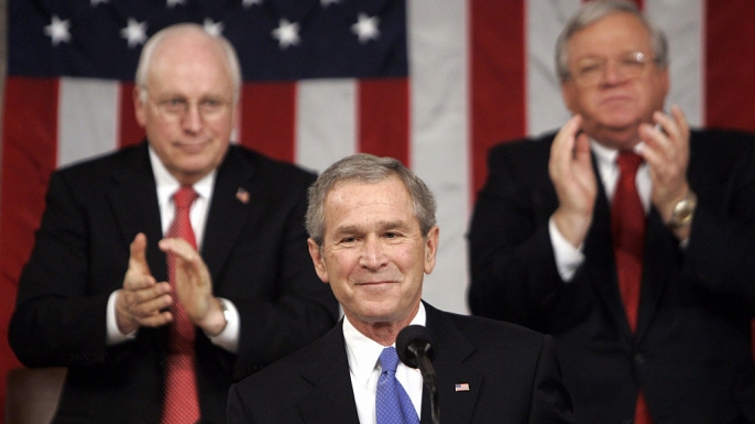 President George W. Bush delivers his 2006 State of the Union Address. (Credit: PABLO MARTINEZ MONSIVAIS/AFP/Getty Images)