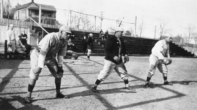 Duffy Lewis, Harry Hooper and Tris Speaker of the Boston Red Sox in 1912