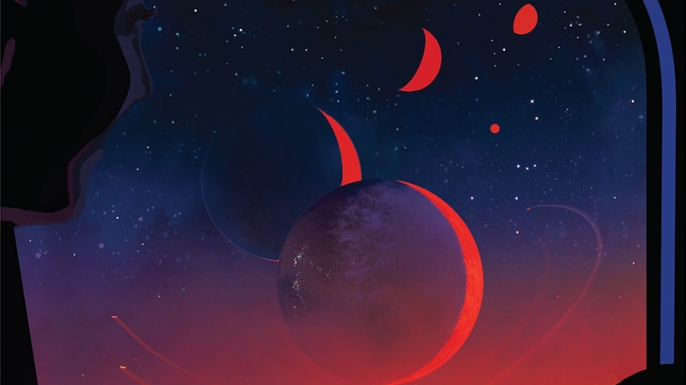 An artist's fantasy illustration of the surface of TRAPPIST-1e, a stop on a tour of this seven-world system. (Credit: NNASA-JPL/Caltech)