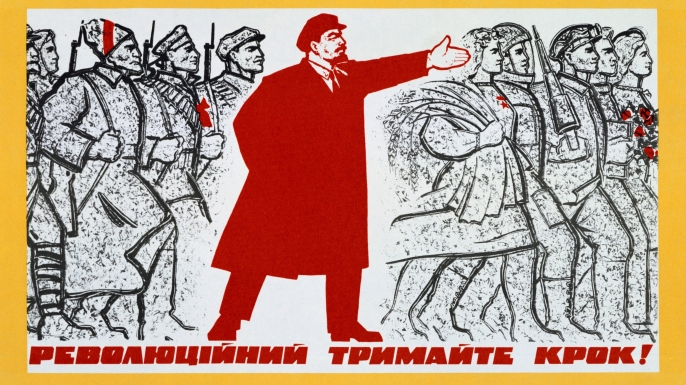 Poster of Lenin leading the Russian people. (Credit: Universal History Archive/Getty Images)