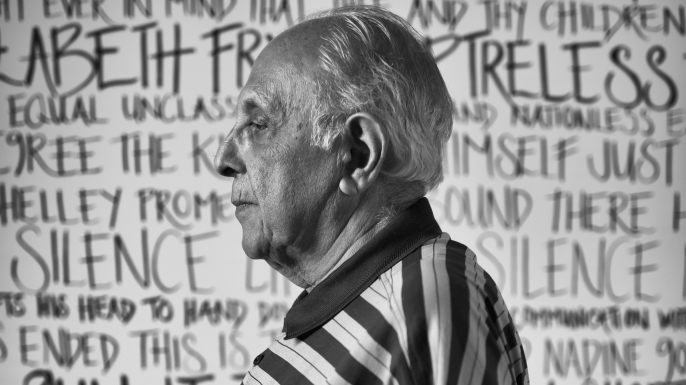 Ahmed Kathrada at his home in Johannesburg as part of the 21 Icons South Africa series. (Credit: Adrian Steirn/www.21Icons.com/Getty Images)