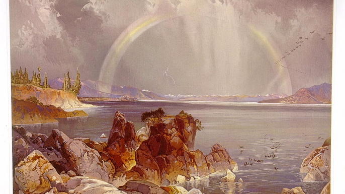Yellowstone Lake painting by Thomas Moran. (Credit: Library of Congress)