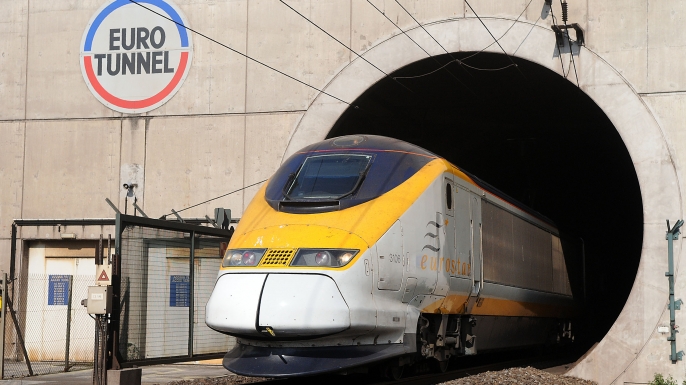 A Eurostar train enters the Eurotunnel near Calais, France. (Credit: Antoine Antoniol/Bloomberg/Getty Images)