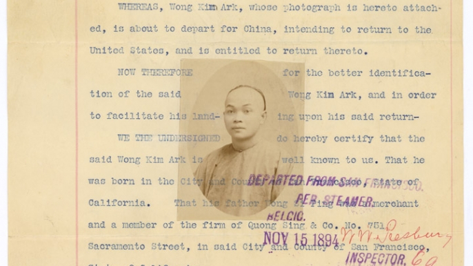 Departure Statement of Wong Kim Ark. (Credit: National Archives)