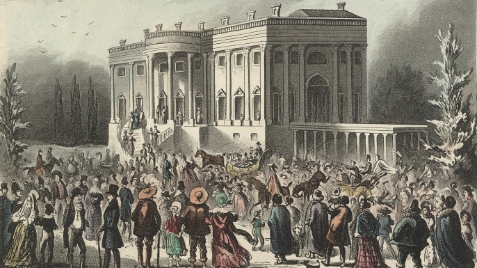 Crowds at Andrew Jackson's first inauguration.