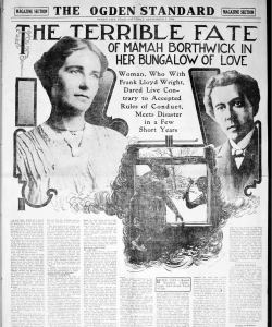 Front page of Ogden Standard with photos of Borthwick and Wright.