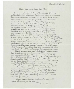 Autograph letter signed ('A. Einstein') to Michele Besso's son, Vero, and sister, Bice Rusconi ('Lieber Vero und liebe Frau Bice'), Princeton, 21 March 1955. (Credit: Christie's Auction House)
