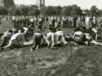 "Gay-in" in Central Park during the 1st Christopher St Liberation Day Parade in NYC, 1970. (Credit: NYPL)