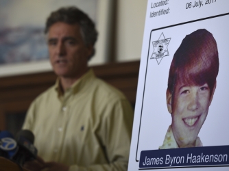 Cook County Sheriff Tom Dart speaks at a news conference in Chicago, Wednesday, July 19, 2017, where he announced the identity of James Byron Haakenson, of Minnesota, as one of the victims of serial killer John Wayne Gacy. The teenager had left his home in 1976 and was last heard from in August of that year when he called his mother and told her he was in Chicago. (Credit: AP Photo/G-Jun Yam)